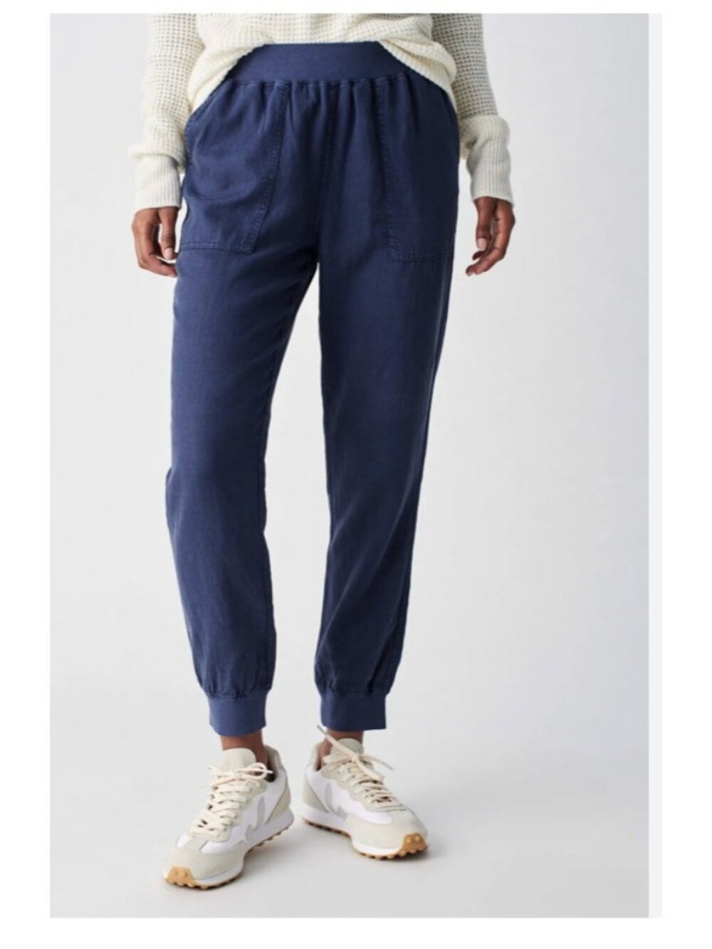 Faherty Linen Blend Pants Womens XSmall Blue Arlie Day Cuffed Ankle